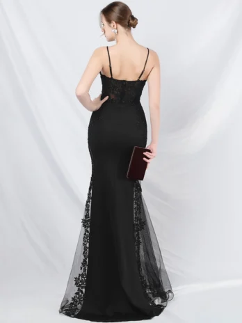 Robe Maxi Transparente en Dentelle pour Femme Tenue de Soirée Élégante et Luxueuse
