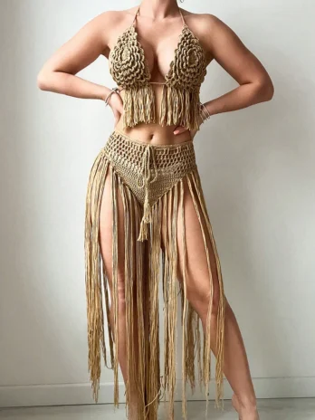 Gland Bikini ensemble maillot de bain d’été licou cou String cravate bas taille haute couvrir maillot de bain