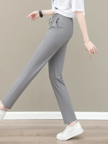 Injpants d’été fins pour femmes pantalons glacés taille haute confortables sports polyvalents