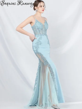 Robe Maxi Transparente en Dentelle pour Femme Tenue de Soirée Élégante et Luxueuse