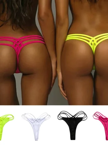 Maillot de bain à bretelles croisées pour femmes culotte de bikini string effronté, bas de bikini maillot de bain sexy
