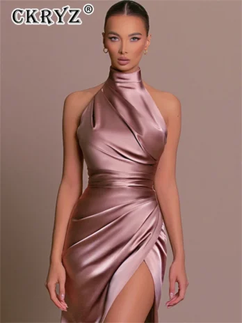 Robe longue de soirée en Satin pour femmes