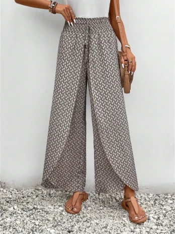 Pantalon à jambes larges pour femmes grande taille, mode printemps été à la mode et polyvalent ceinture élastique