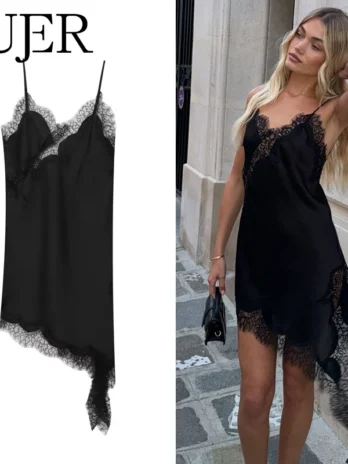 Robe dentelle robe d’été Satin Sexy
