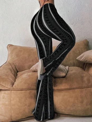 Pantalons rétro imprimé Leggings évasés Sexy coupe ajustée pantalons décontractés printemps été