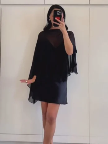 ZHIO – robes courtes de style cape pour femmes, robe de soirée asymétrique en satin