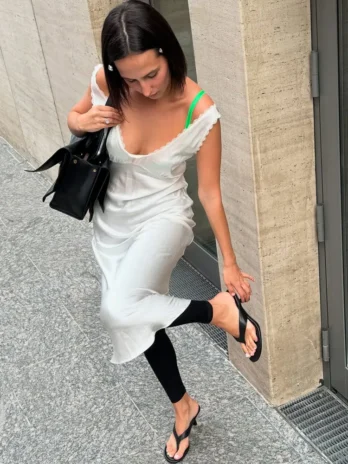 Tossy blanc élégant Satin robe Maxi pour les femmes col en v taille haute sans manches