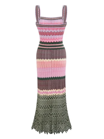 Marque de luxe Design tricoté Zigzag haute élasticité couleur sans manches longue robe Maxi femmes arabe afrique populaire Boho dame jupe