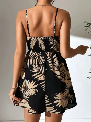 Robe ample d’été à imprimé licou et épaules dénudées