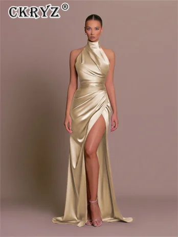 Robe longue de soirée en Satin pour femmes