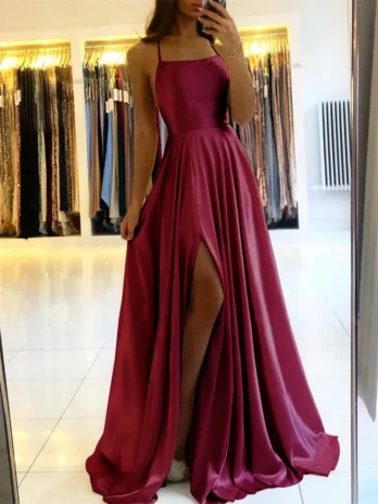 Robe de plage Maxi en Satin bordeaux pour femmes